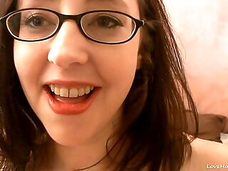 nerdy amateur brunette gets down and dirty
